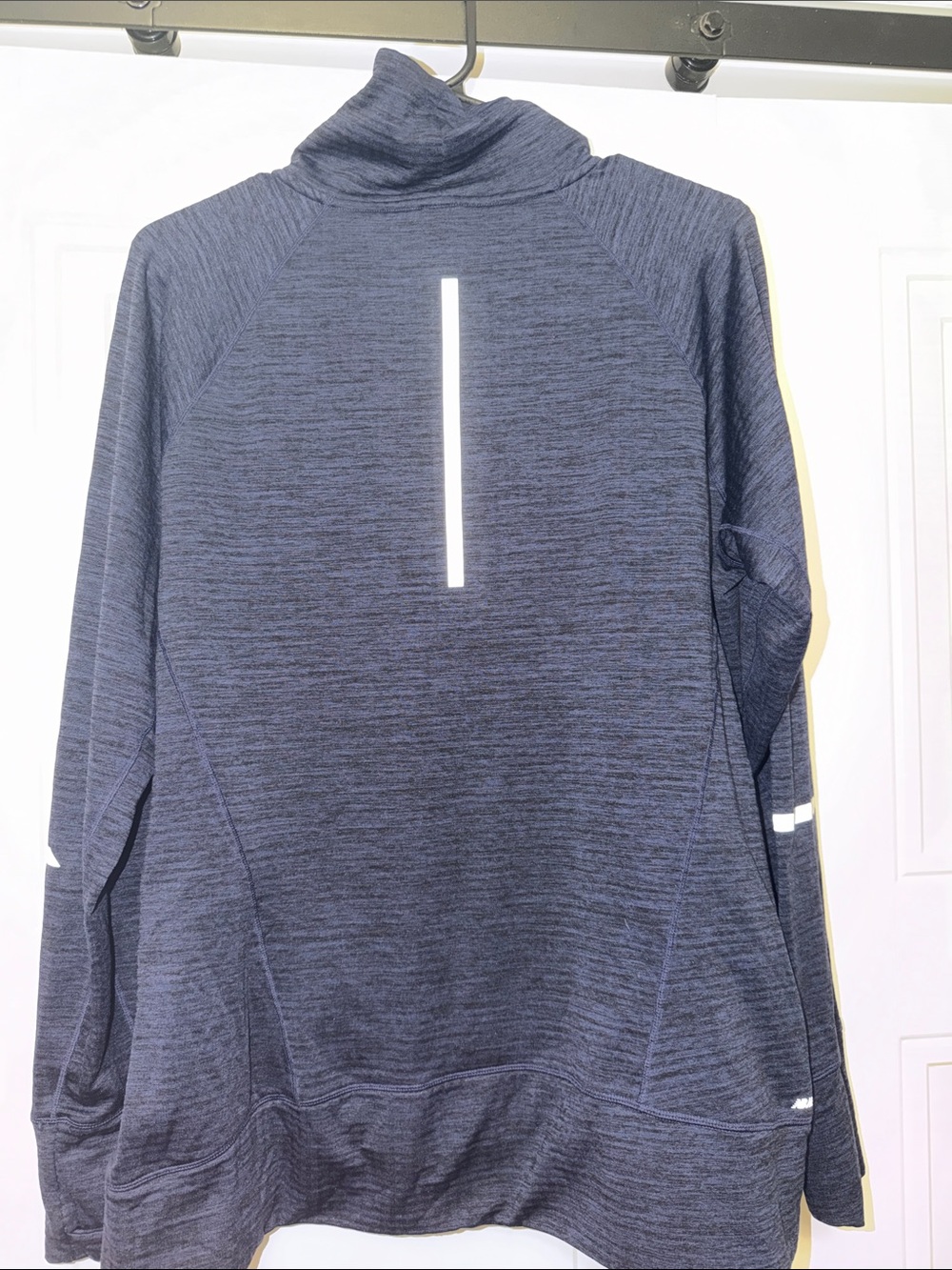 New Balance Men’s Heather Navy Funnel Neck Hoodie - Picture 2 of 2